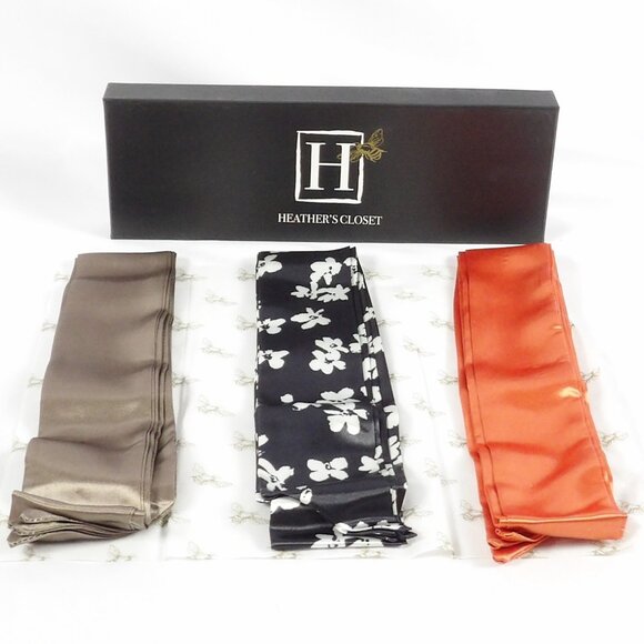 Heather's Closet Accessories - Heather's Closet SET OF 6 Hair Ties or Handbag Scarfs New in Box Taupe Orange